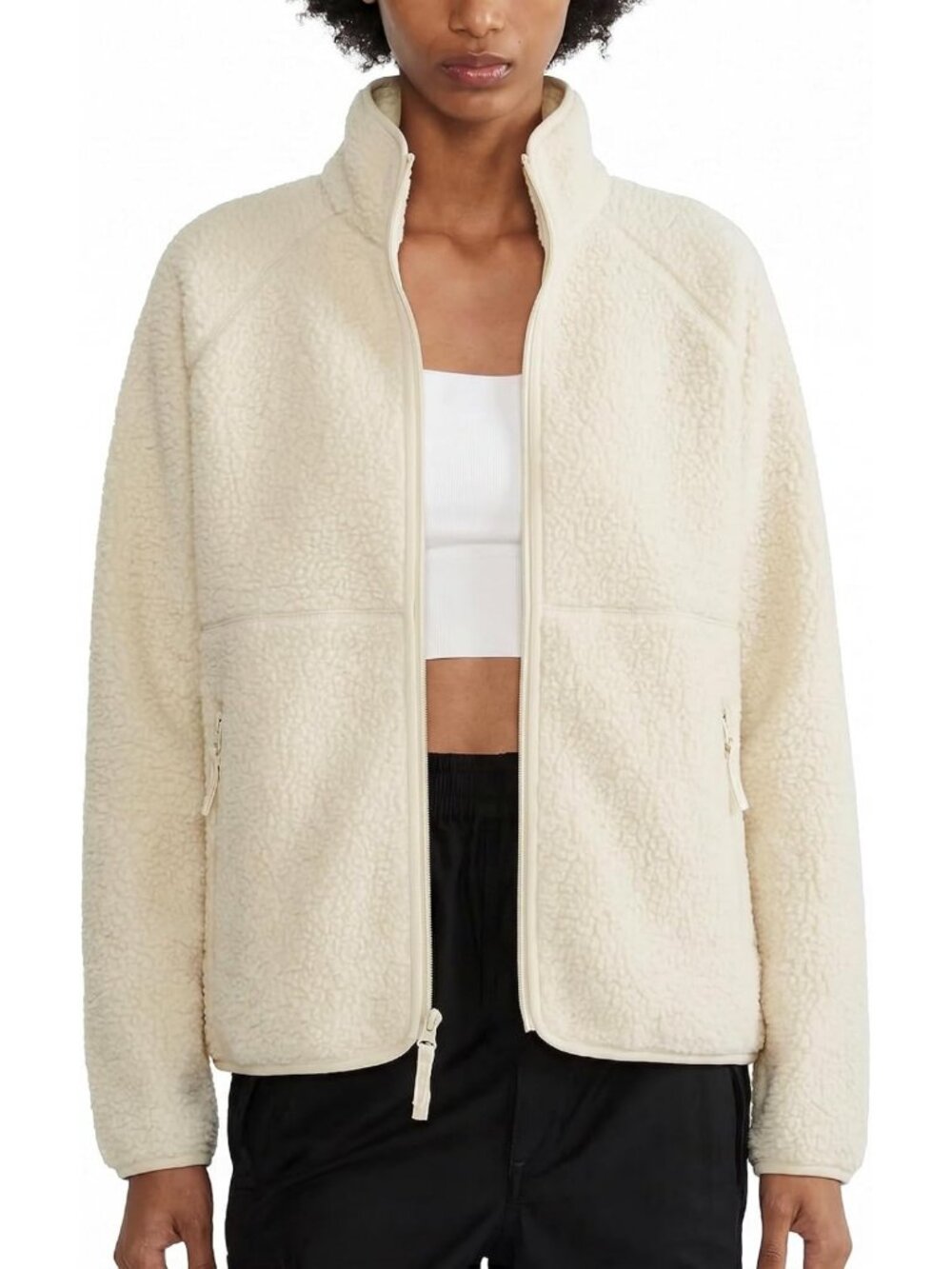 Cozy Fuzzy Fleece Jacket for Women - Full Zip Sherpa Coat for Fall & Winter
